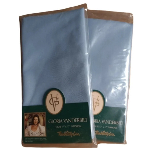 VTG Gloria Vanderbilt Dinner Napkins Scranton Lace Blue 4 17”X17” Set of 2 NWT - Picture 1 of 4